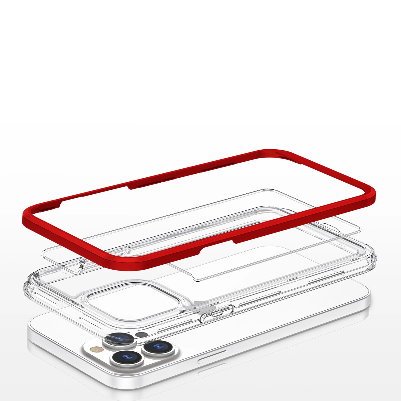 Clear 3in1 dėklas iPhone 13 Pro Max gelio dangtelis su raudonu rėmeliu - Image 5
