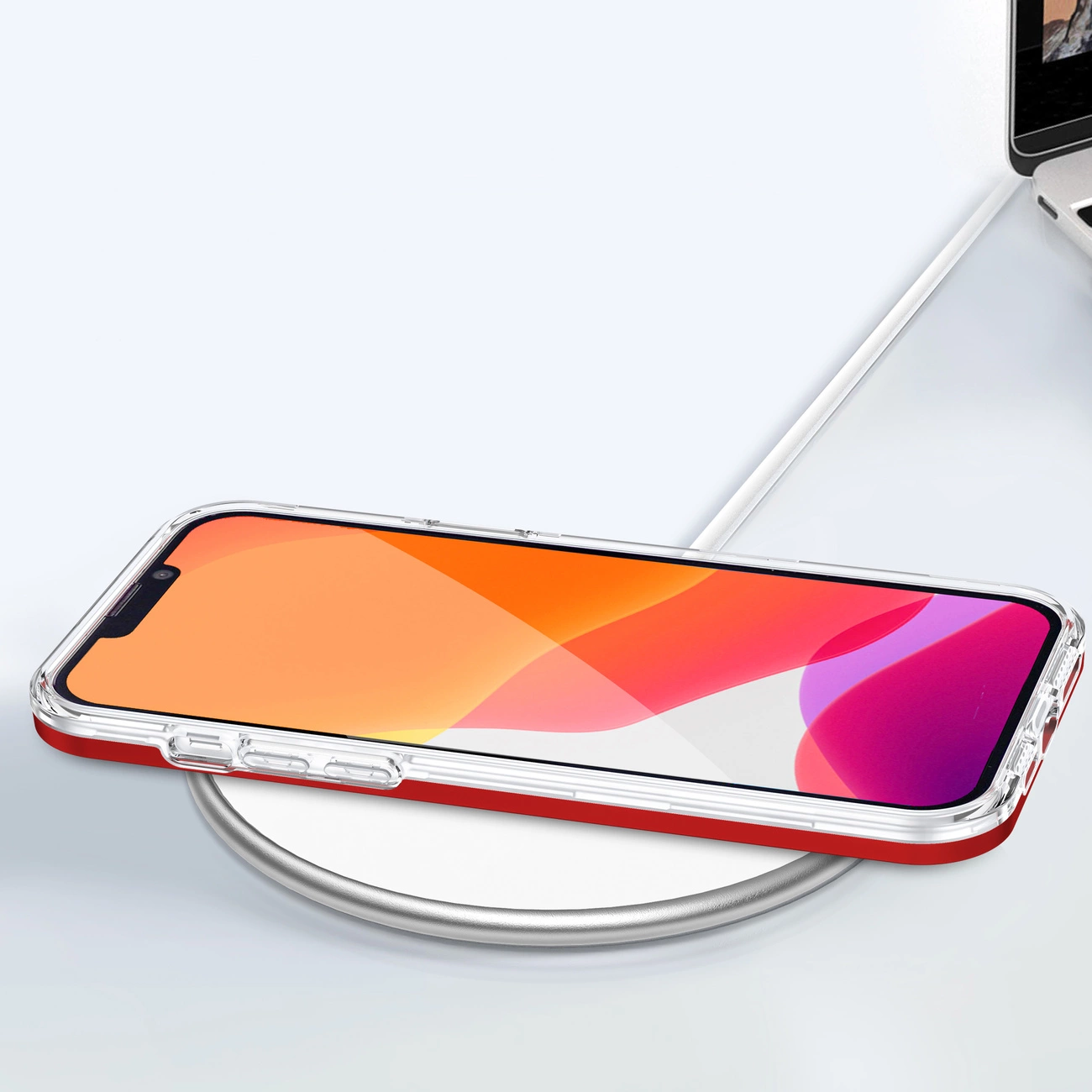 Clear 3in1 dėklas iPhone 13 Pro Max gelio dangtelis su raudonu rėmeliu - Image 7