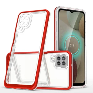 Clear 3in1 Case for Samsung Galaxy A22 4G Frame Gel Cover Red