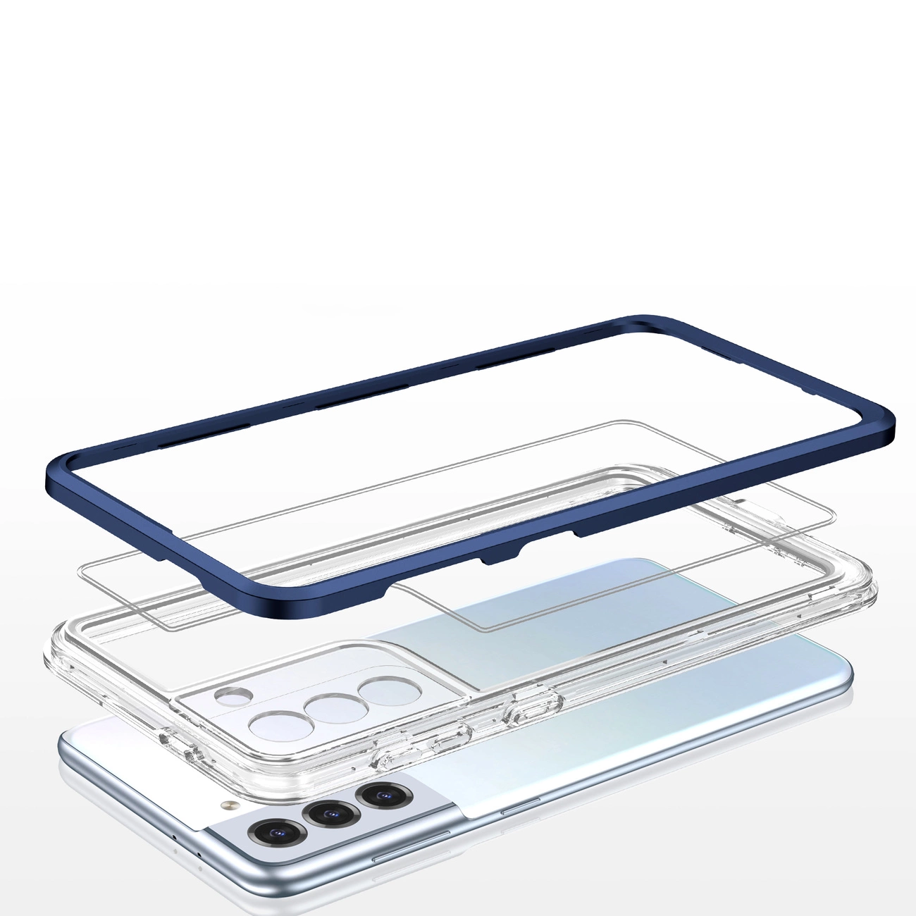 Clear 3in1 dėklas Samsung Galaxy S22+ gelio dangtelis su rėmeliu mėlynas - Image 5