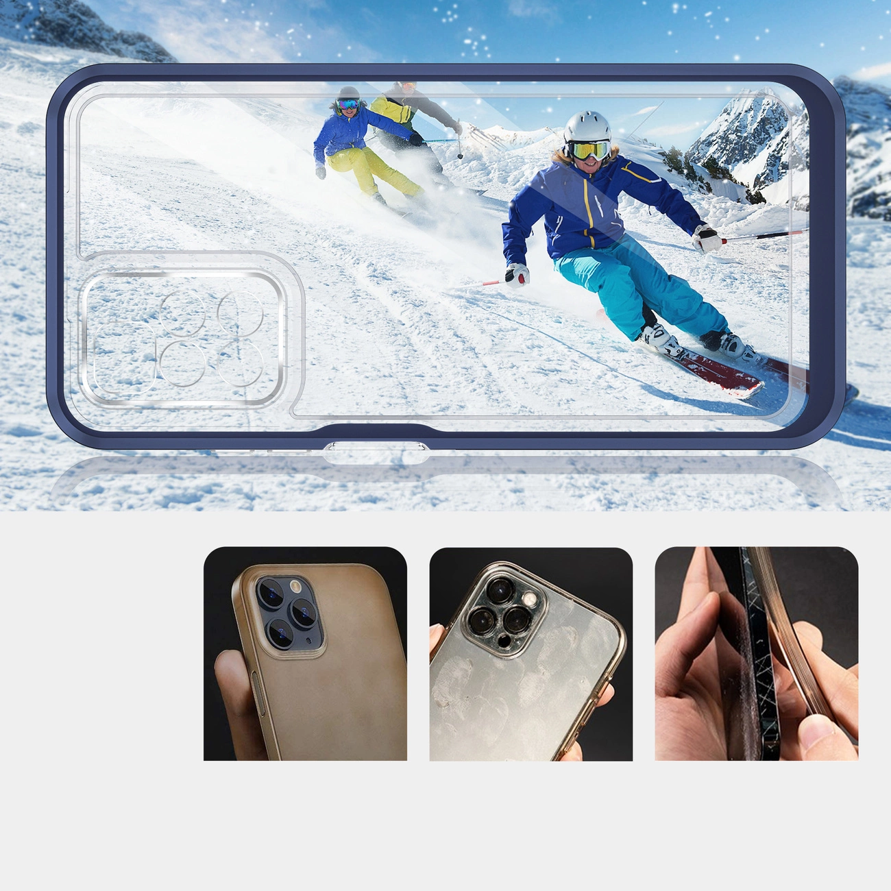 Clear 3in1 dėklas Xiaomi Redmi 10 gelio dangtelis su rėmeliu mėlynas - Image 3