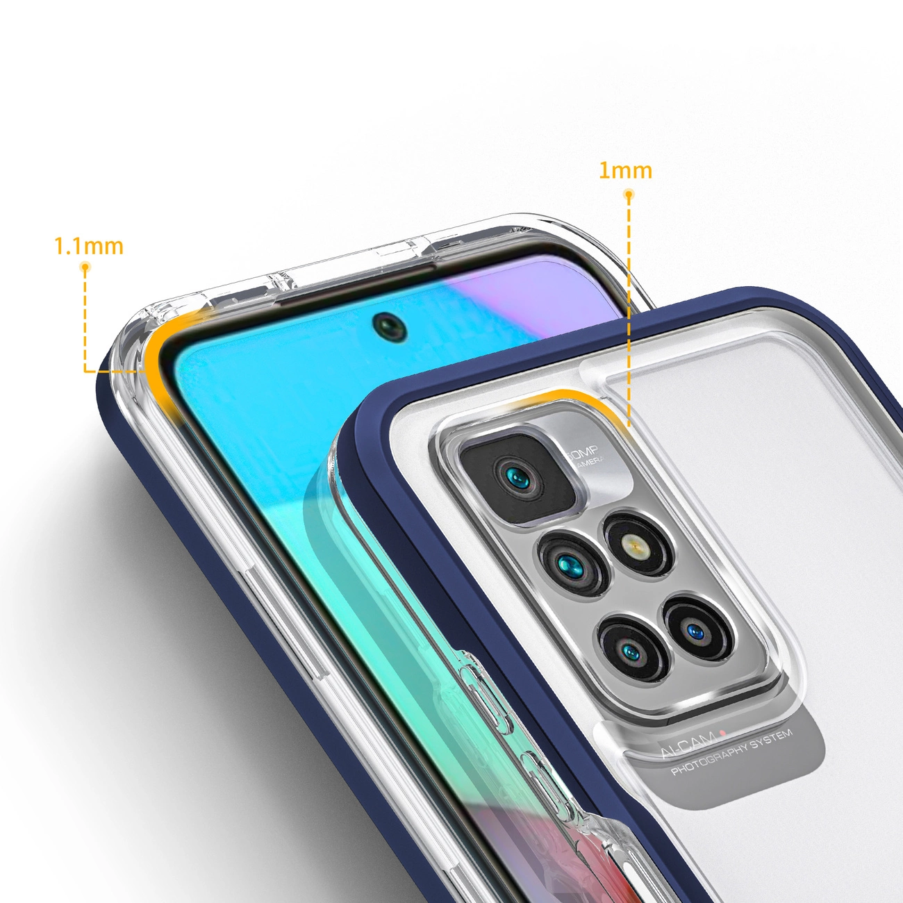Clear 3in1 dėklas Xiaomi Redmi 10 gelio dangtelis su rėmeliu mėlynas - Image 4