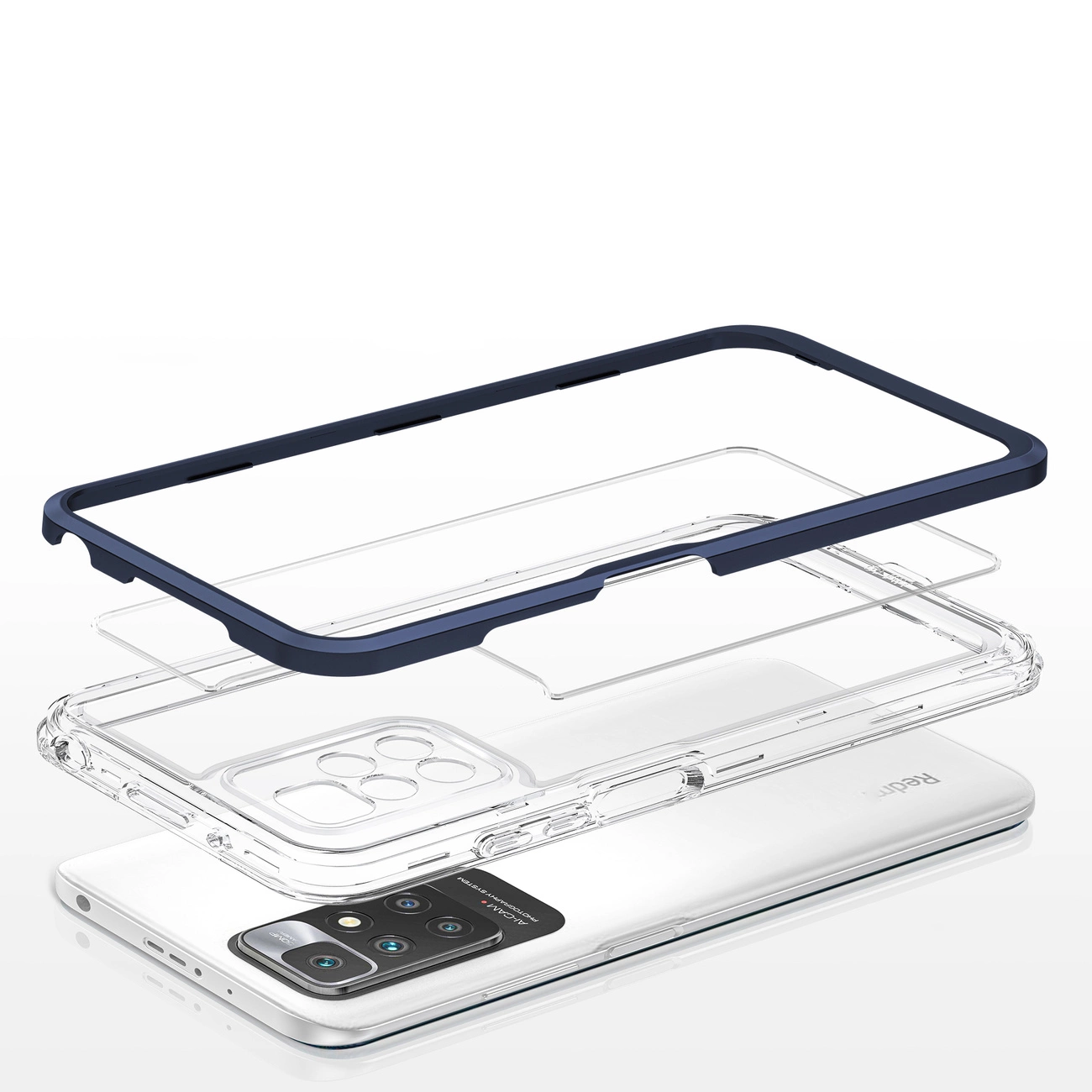 Clear 3in1 dėklas Xiaomi Redmi 10 gelio dangtelis su rėmeliu mėlynas - Image 5