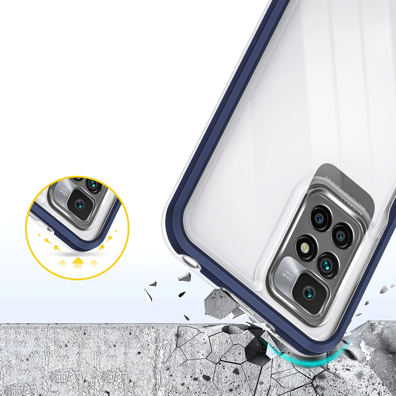 Clear 3in1 dėklas Xiaomi Redmi 10 gelio dangtelis su rėmeliu mėlynas - Image 6