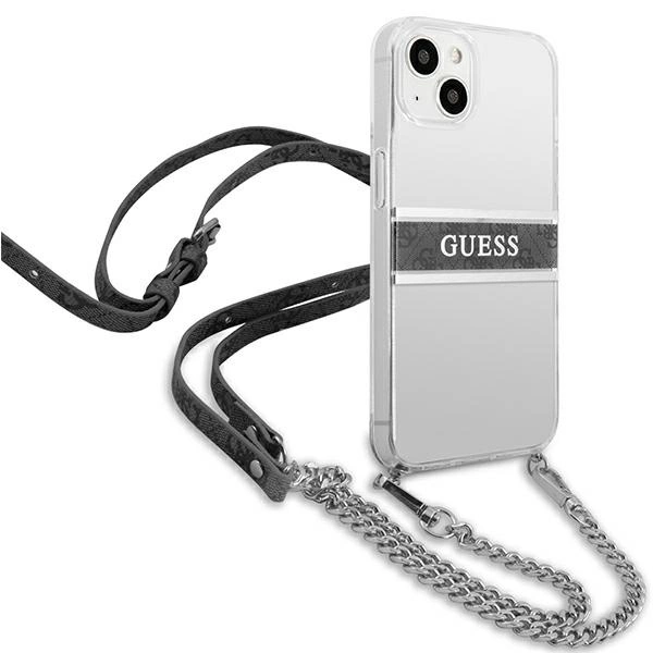 Guess GUHCP13SKC4GBSI iPhone 13 mini 5,4" skaidrus kietas dėklas 4G Gray Strap Silver Chain - Image 4