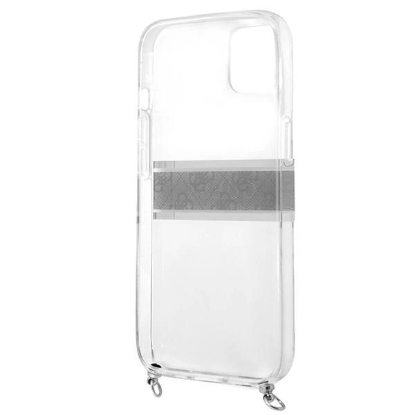 Guess GUHCP13SKC4GBSI iPhone 13 mini 5,4" skaidrus kietas dėklas 4G Gray Strap Silver Chain - Image 7