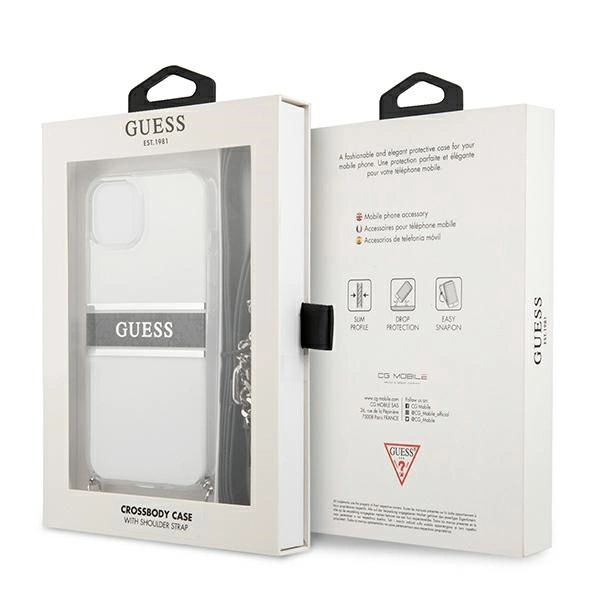 Guess GUHCP13SKC4GBSI iPhone 13 mini 5,4" skaidrus kietas dėklas 4G Gray Strap Silver Chain - Image 8