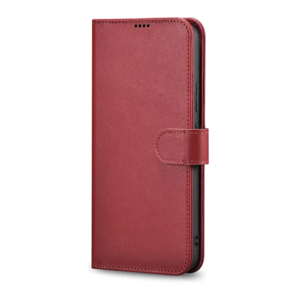 iCarer Haitang odinis piniginės tipo dėklas Samsung Galaxy S22+ (S22 Plus) raudonas (AKSM05RD) - Image 3