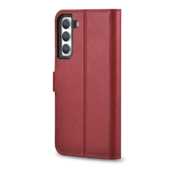 iCarer Haitang odinis piniginės tipo dėklas Samsung Galaxy S22+ (S22 Plus) raudonas (AKSM05RD) - Image 4