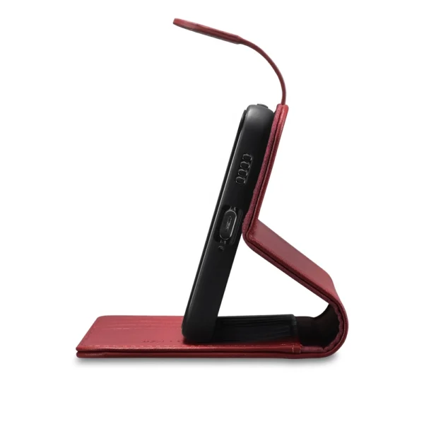 iCarer Haitang odinis piniginės tipo dėklas Samsung Galaxy S22+ (S22 Plus) raudonas (AKSM05RD) - Image 6