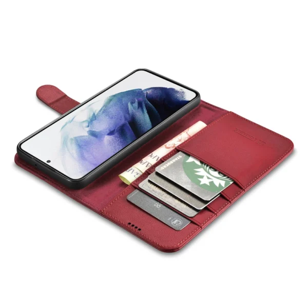 iCarer Haitang odinis piniginės tipo dėklas Samsung Galaxy S22+ (S22 Plus) raudonas (AKSM05RD) - Image 7