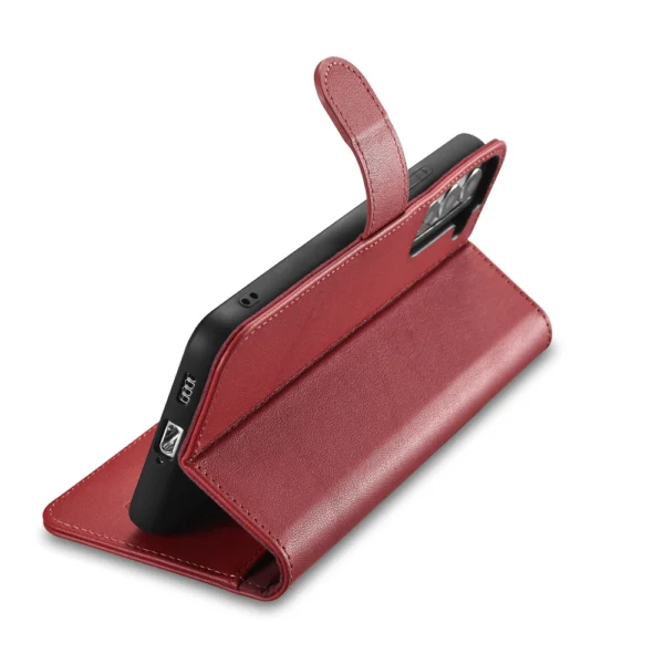 iCarer Haitang odinis piniginės tipo dėklas Samsung Galaxy S22+ (S22 Plus) raudonas (AKSM05RD) - Image 8