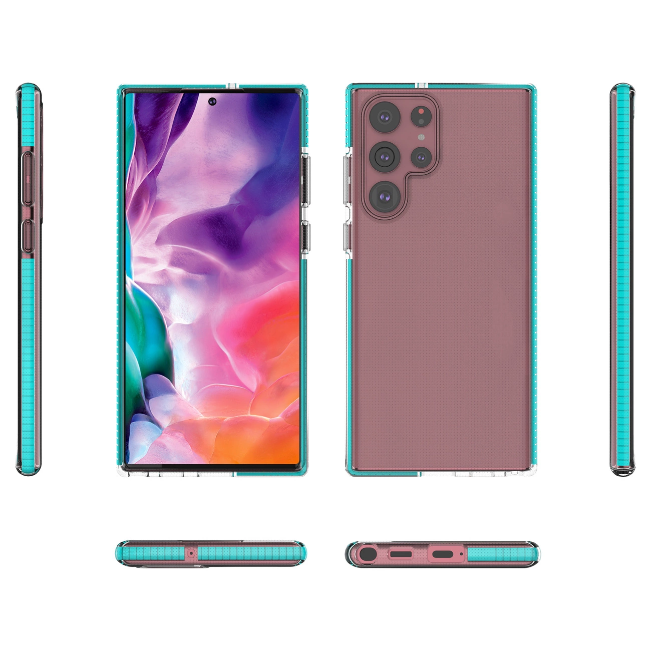 Spring Case gelinis dėklas su spalvotu rėmeliu Samsung Galaxy S22 Ultra šviesiai rožinis - Image 2