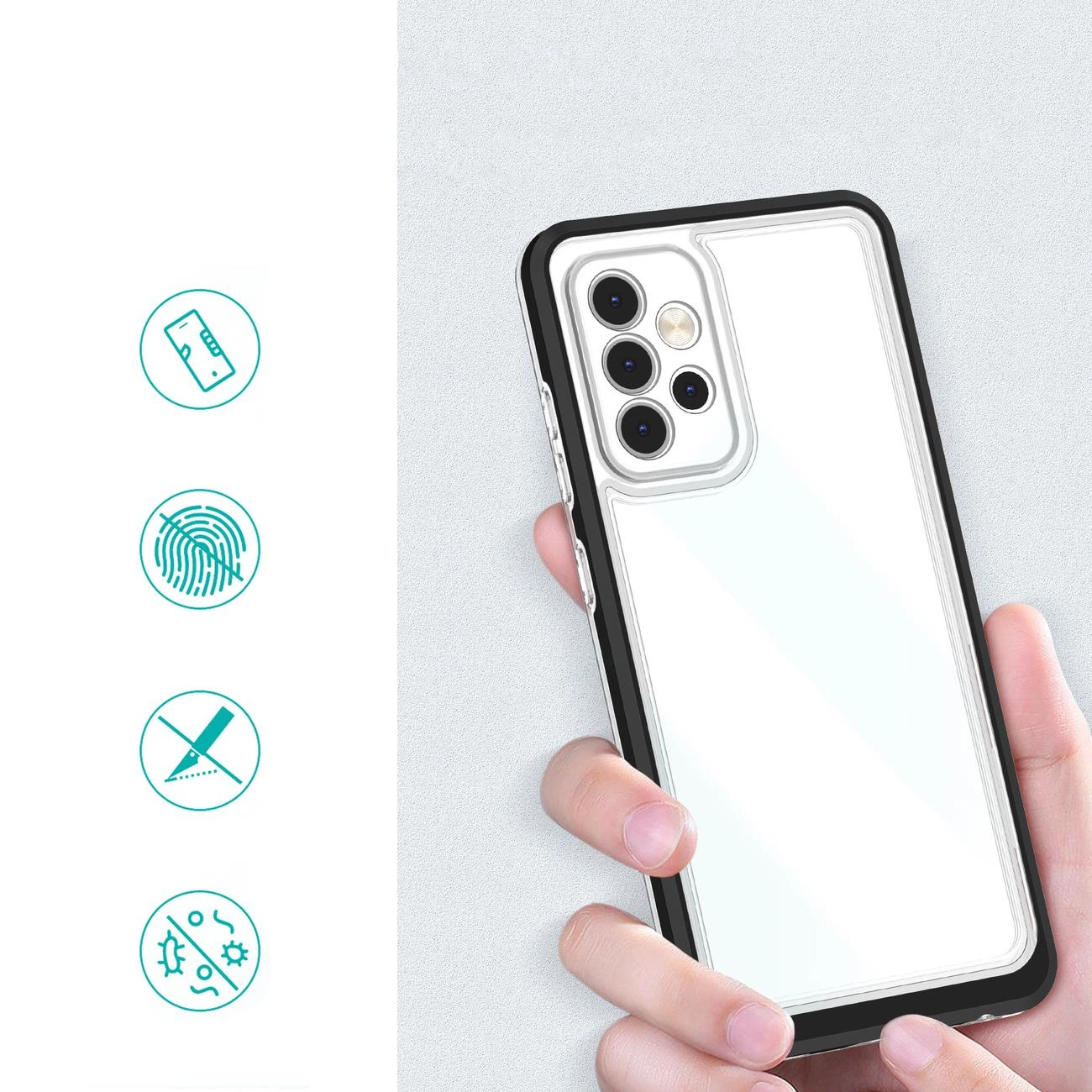 Clear 3in1 Case Samsung Galaxy A73 rėmelio gelio dėklas juodas - Image 2
