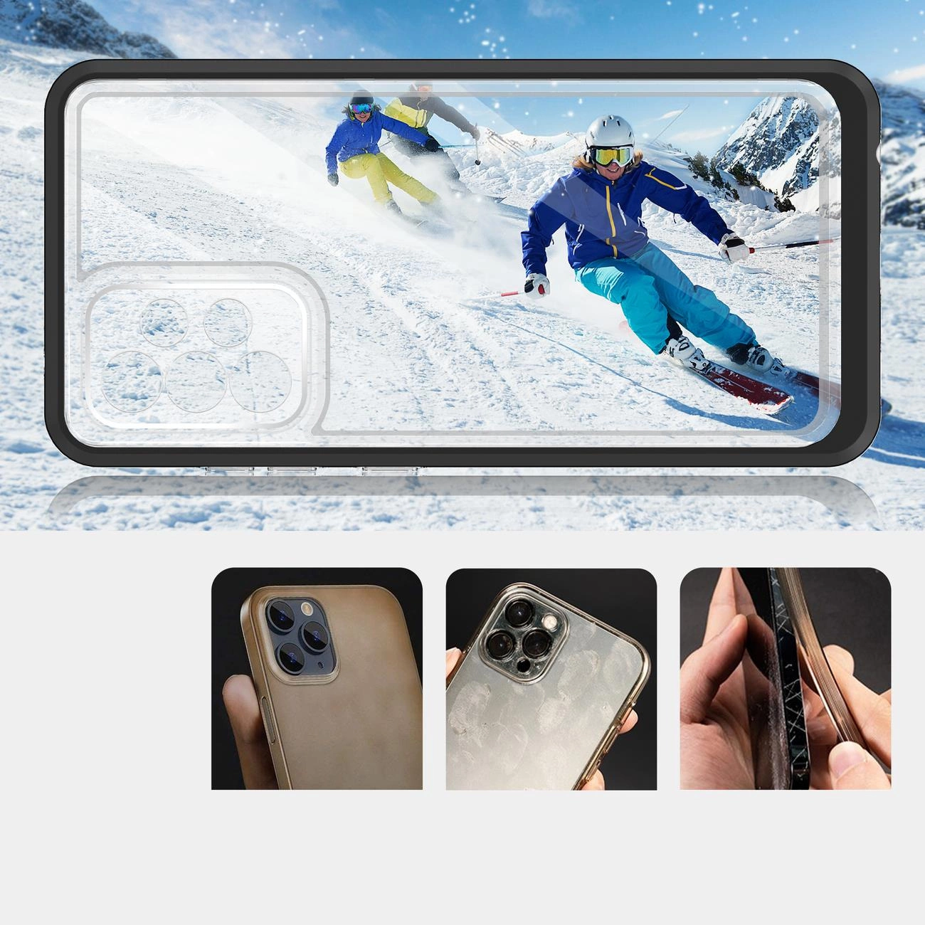 Clear 3in1 Case Samsung Galaxy A73 rėmelio gelio dėklas juodas - Image 3