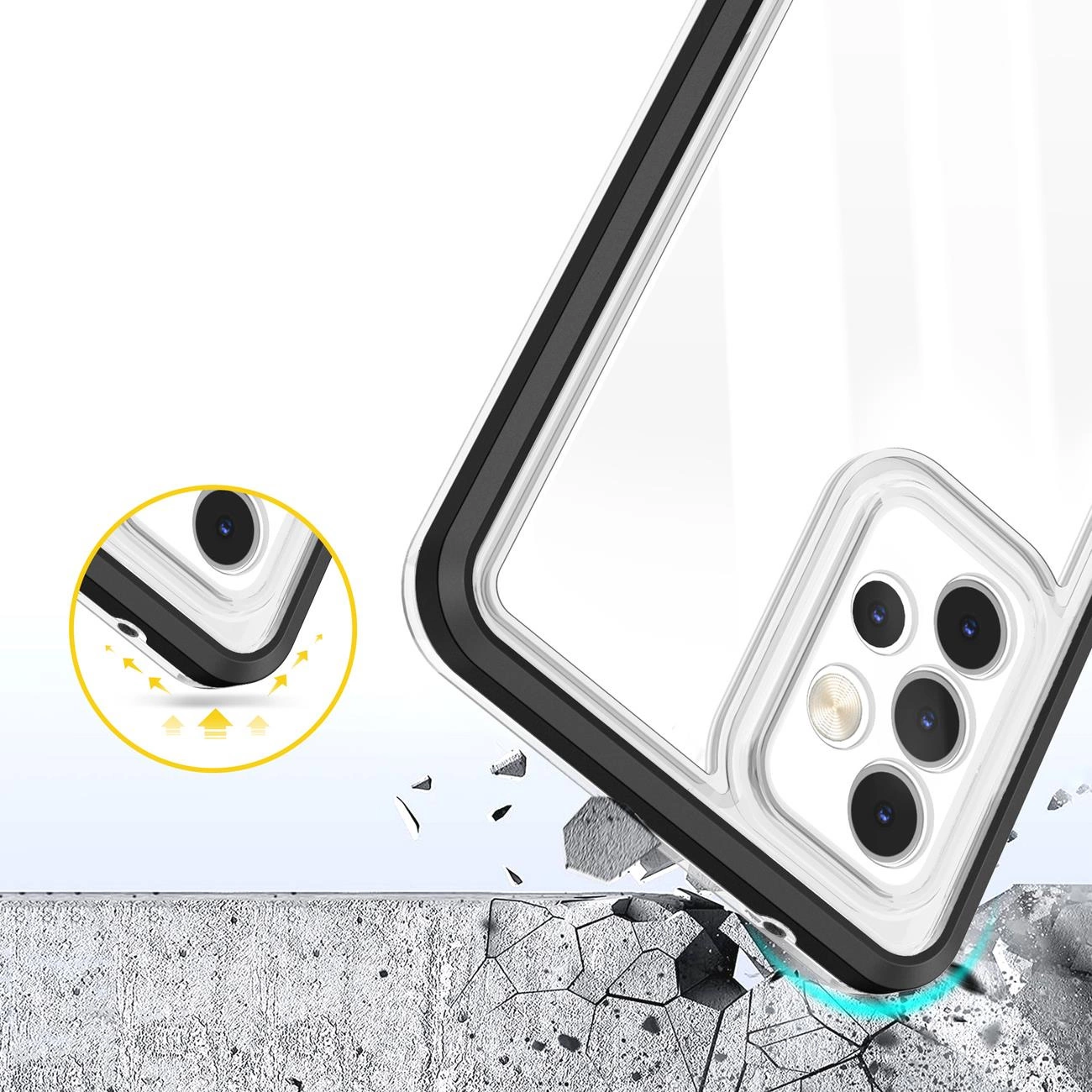 Clear 3in1 Case Samsung Galaxy A73 rėmelio gelio dėklas juodas - Image 6