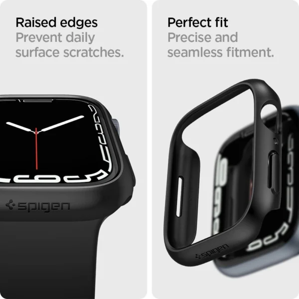 Spigen Thin Fit dėklas Apple Watch 7 / 8 (45mm) - juodas - Image 9