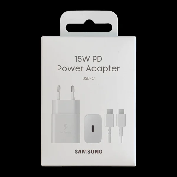 Samsung EP-T1510XWEGEU 15W PD USB-C AFC sieninis įkroviklis su USB-C kabeliu - baltas - Image 5