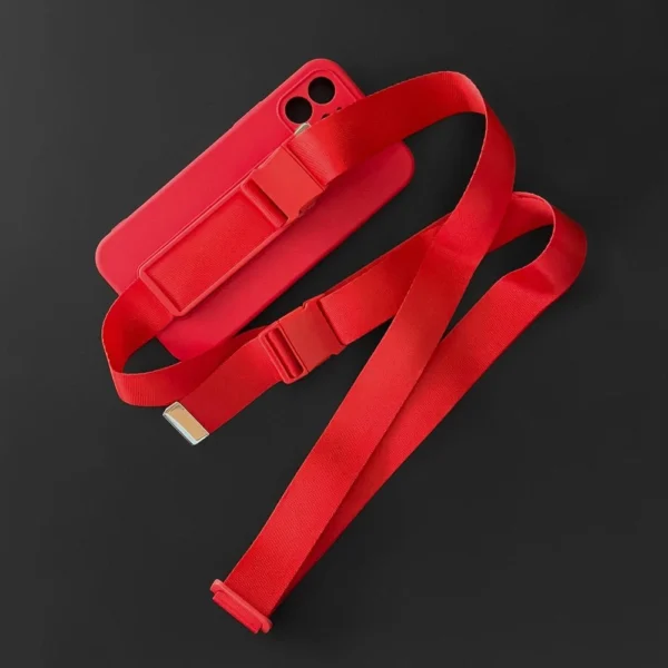 Rope Case silikoninis dėklas su dirželiu Samsung Galaxy S22 Ultra raudonas - Image 15