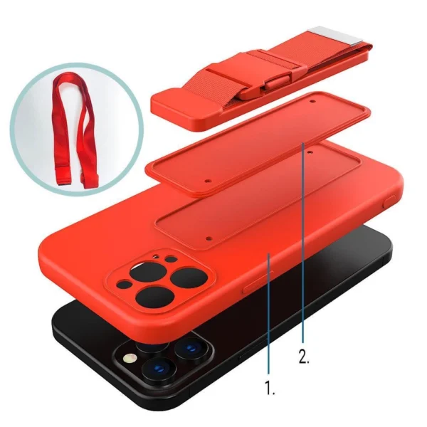 Rope Case silikoninis dėklas su dirželiu Samsung Galaxy S22 Ultra raudonas - Image 7