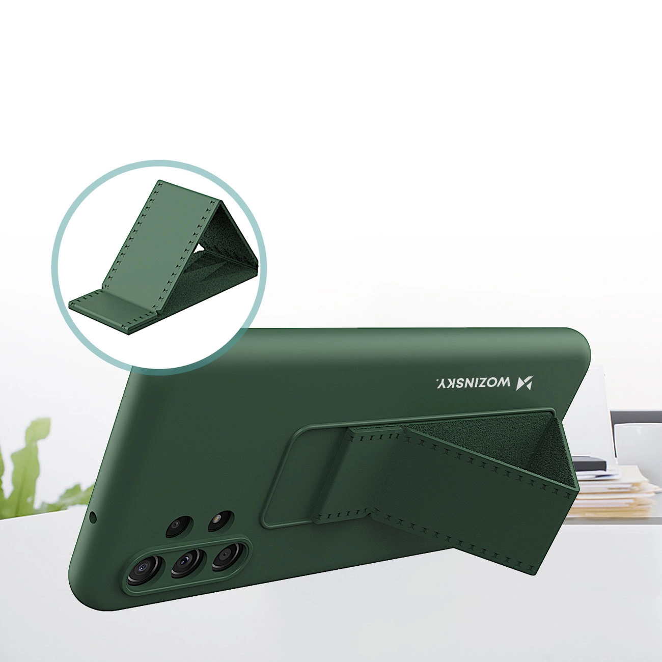Wozinsky Kickstand silikoninis dėklas su stoveliu Xiaomi Redmi Note 11 Pro juodas - Image 5