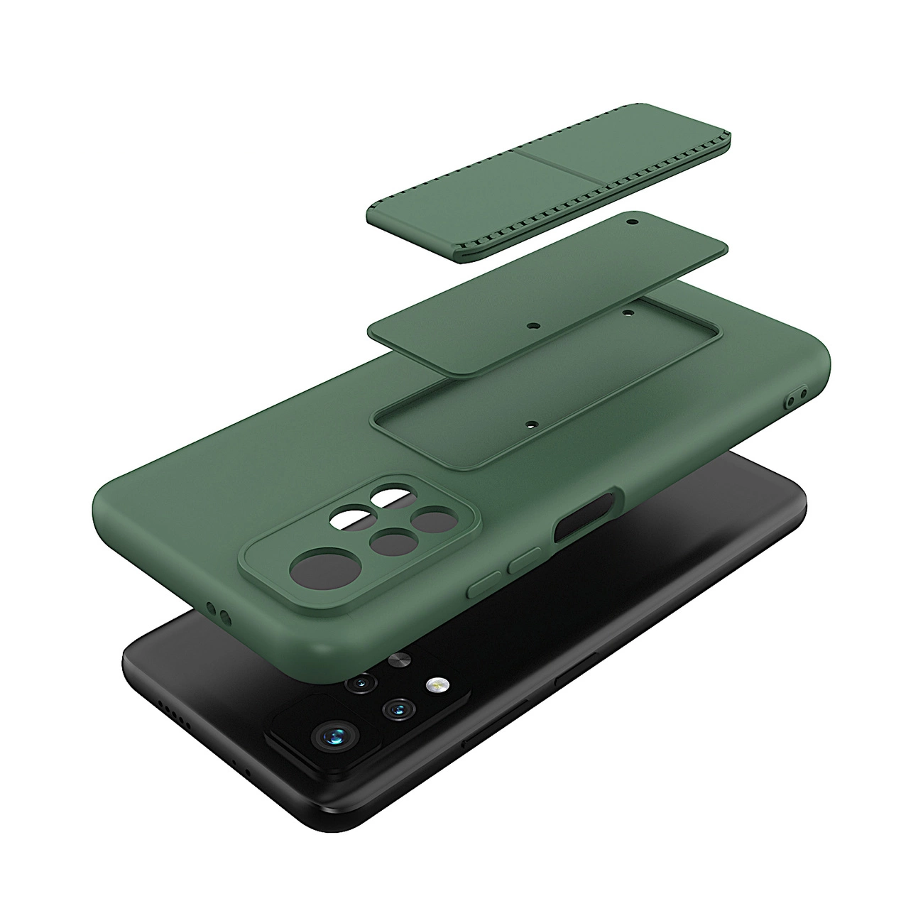 Wozinsky Kickstand silikoninis dėklas su stoveliu Xiaomi Redmi 10 juodas - Image 6