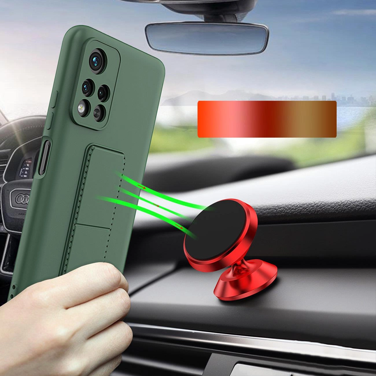 Wozinsky Kickstand silikoninis dėklas su stoveliu Xiaomi Redmi 10 raudonas - Image 7