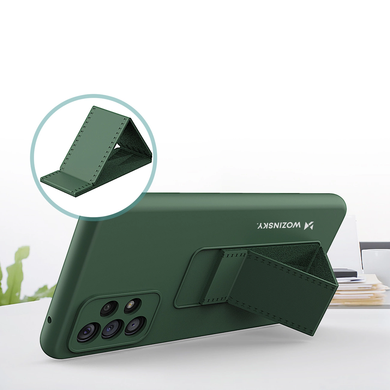Wozinsky Kickstand silikoninis dėklas su stoveliu Samsung Galaxy A73 juodas - Image 5