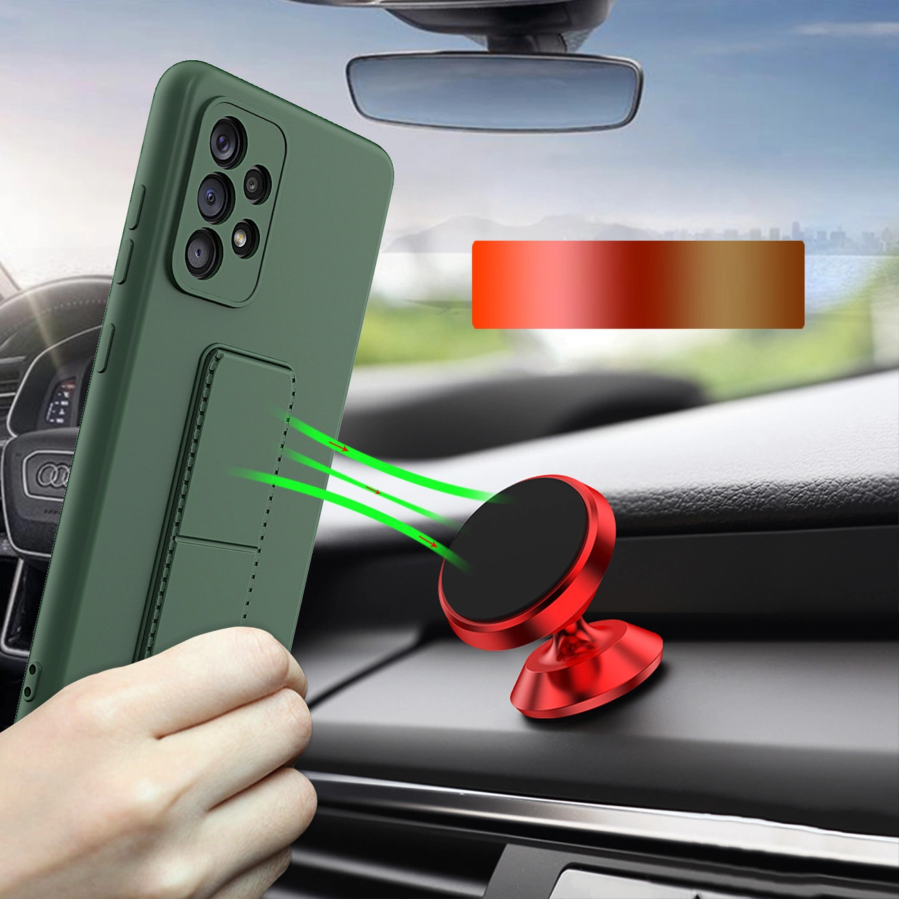 Wozinsky Kickstand silikoninis dėklas su stoveliu Samsung Galaxy A73 tamsiai mėlynas - Image 7