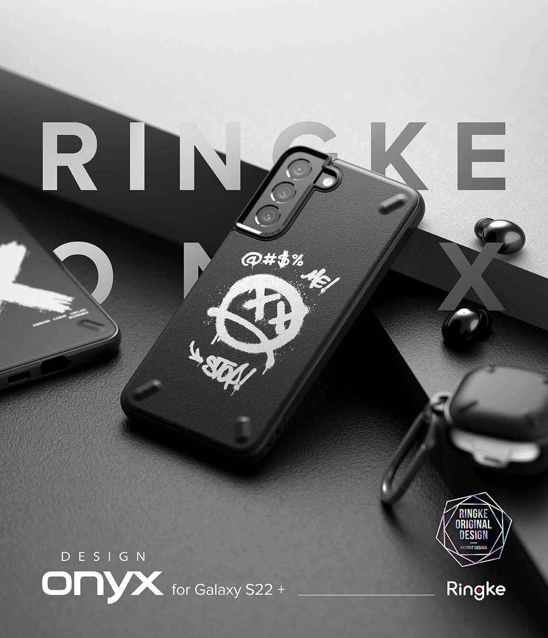 Ringke Onyx Design tvirtas dėklas Samsung Galaxy S22+ (S22 Plus) juodas (X) - Image 5