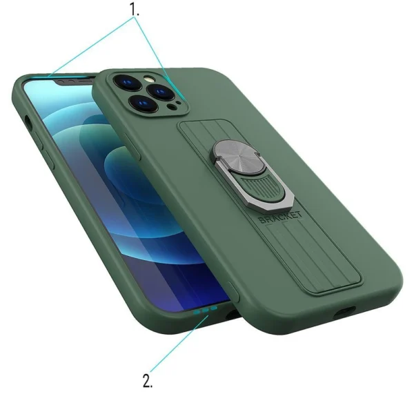 Žiedinis dėklas silikoninis su piršto laikikliu ir stovėjimo funkcija Xiaomi Redmi Note 11 Pro juodas - Image 3