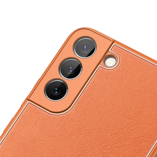 Dux Ducis Yolo elegantiškas ekologiškos odos dėklas Samsung Galaxy S22 + (S22 Plus) oranžinė - Image 6