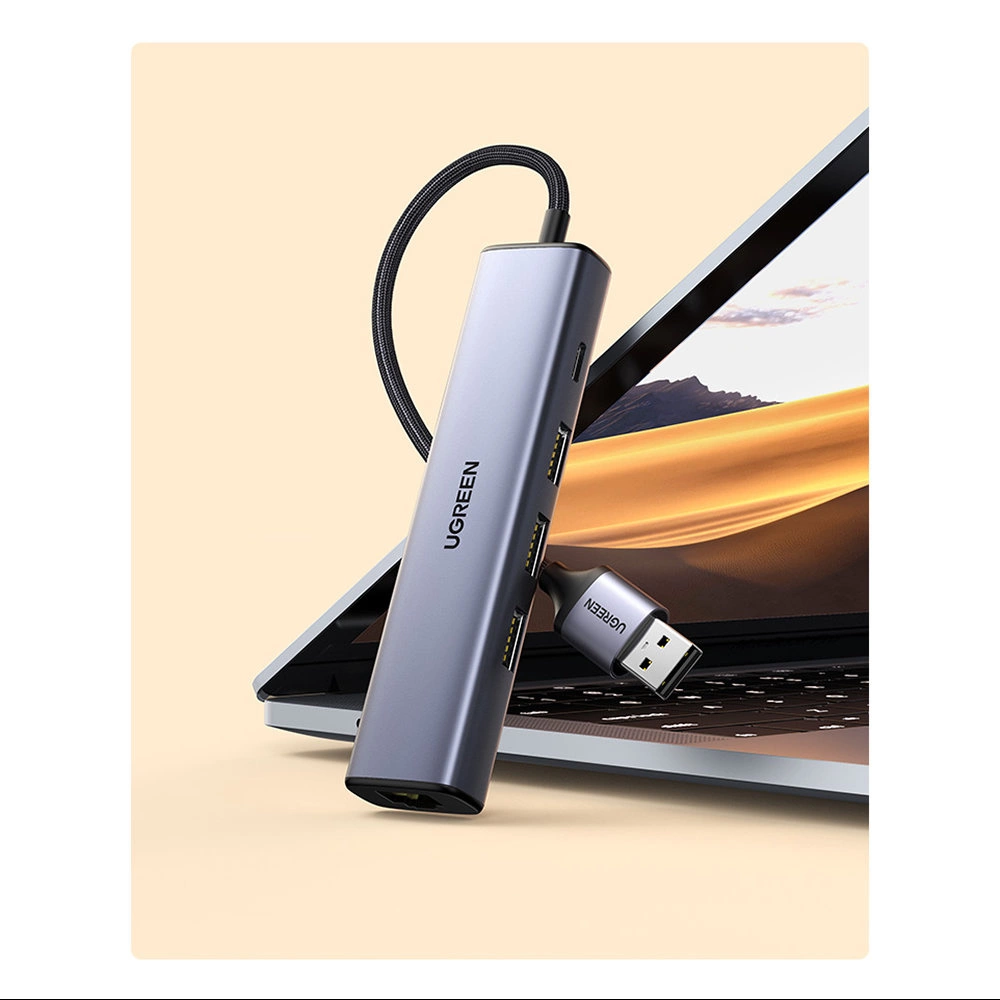 Ugreen daugiafunkcis adapteris HUB USB 3.0 – 3 x USB / Ethernet RJ-45 / USB Type C PD pilkas (CM475) - Image 14