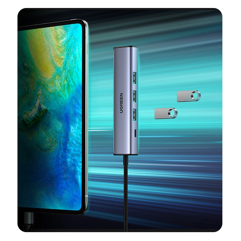 Ugreen daugiafunkcis adapteris HUB USB 3.0 – 3 x USB / Ethernet RJ-45 / USB Type C PD pilkas (CM475) - Image 16