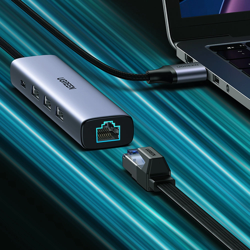 Ugreen daugiafunkcis adapteris HUB USB 3.0 – 3 x USB / Ethernet RJ-45 / USB Type C PD pilkas (CM475) - Image 17