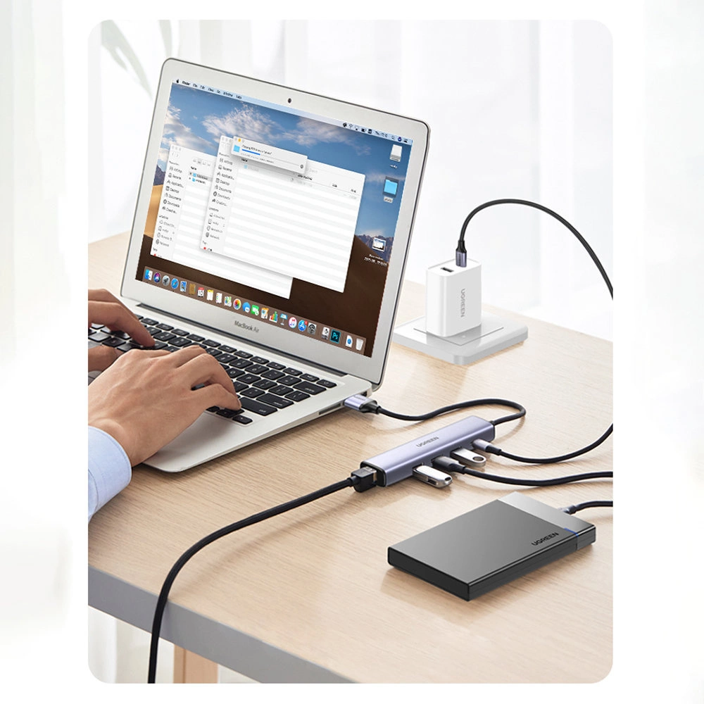 Ugreen daugiafunkcis adapteris HUB USB 3.0 – 3 x USB / Ethernet RJ-45 / USB Type C PD pilkas (CM475) - Image 18