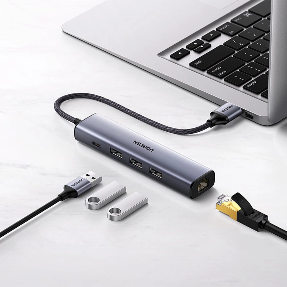 Ugreen daugiafunkcis adapteris HUB USB 3.0 – 3 x USB / Ethernet RJ-45 / USB Type C PD pilkas (CM475) - Image 5