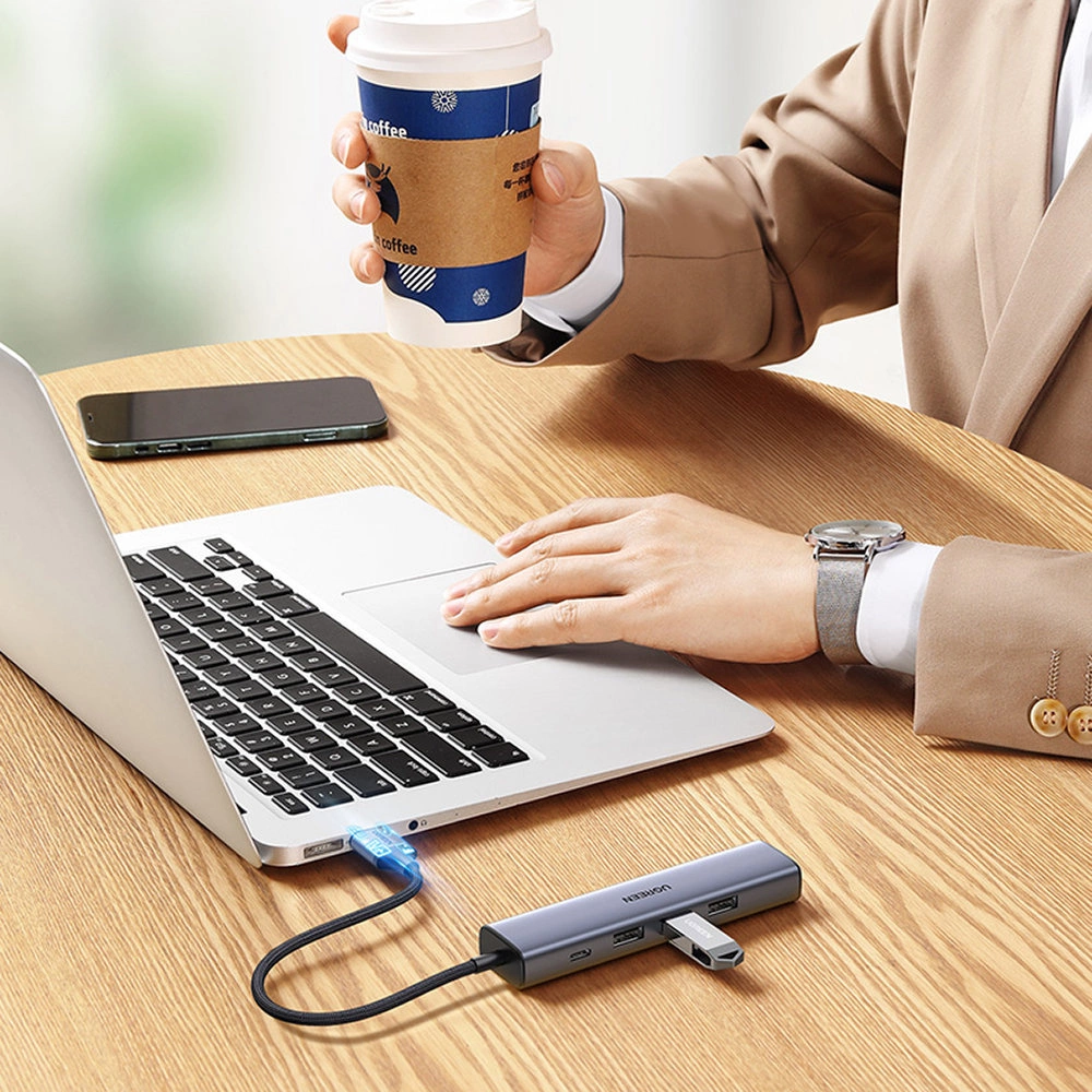 Ugreen daugiafunkcis adapteris HUB USB 3.0 – 3 x USB / Ethernet RJ-45 / USB Type C PD pilkas (CM475) - Image 10