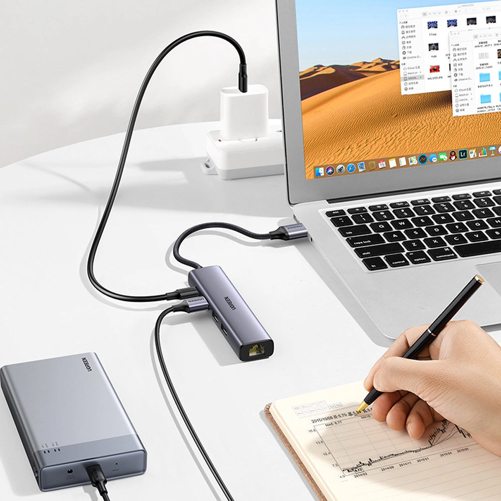 Ugreen daugiafunkcis adapteris HUB USB 3.0 – 3 x USB / Ethernet RJ-45 / USB Type C PD pilkas (CM475) - Image 11