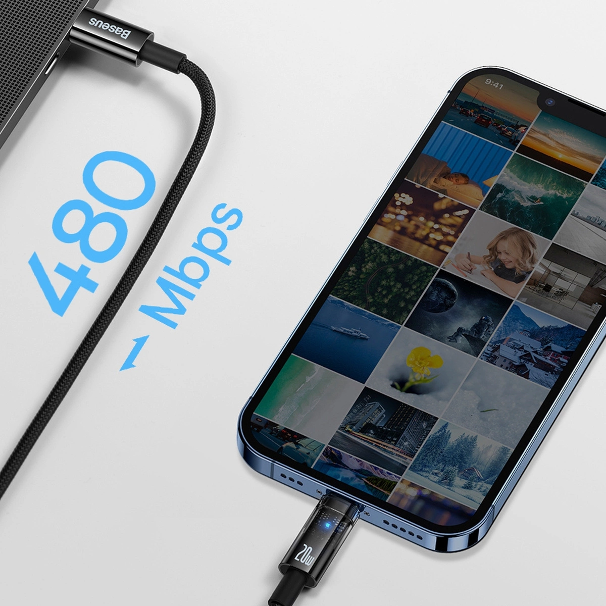 Baseus Explorer Series USB Type C - Lightning 20W 1m kabelis juodas (CATS000001) - Image 20