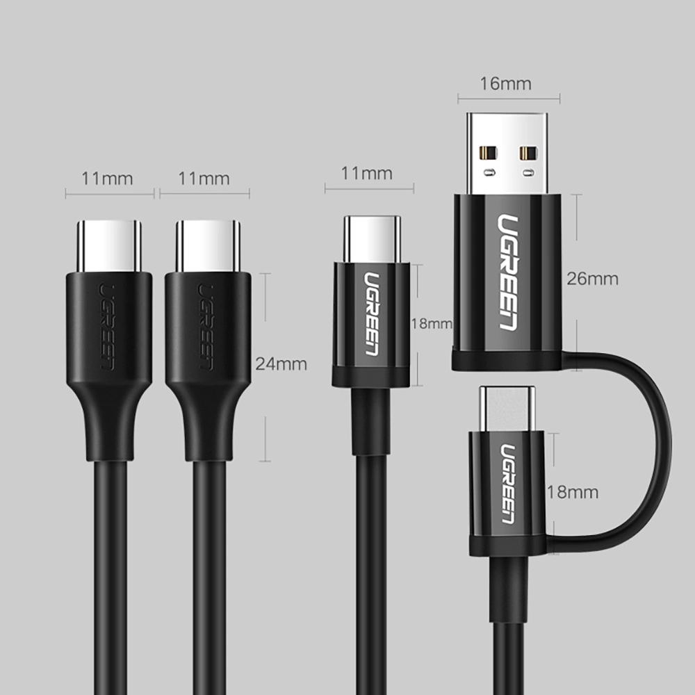 Ugreen US286 USB-C - USB-C PD QC 3A 480Mb/s kabelis 2m - juodas - Image 19