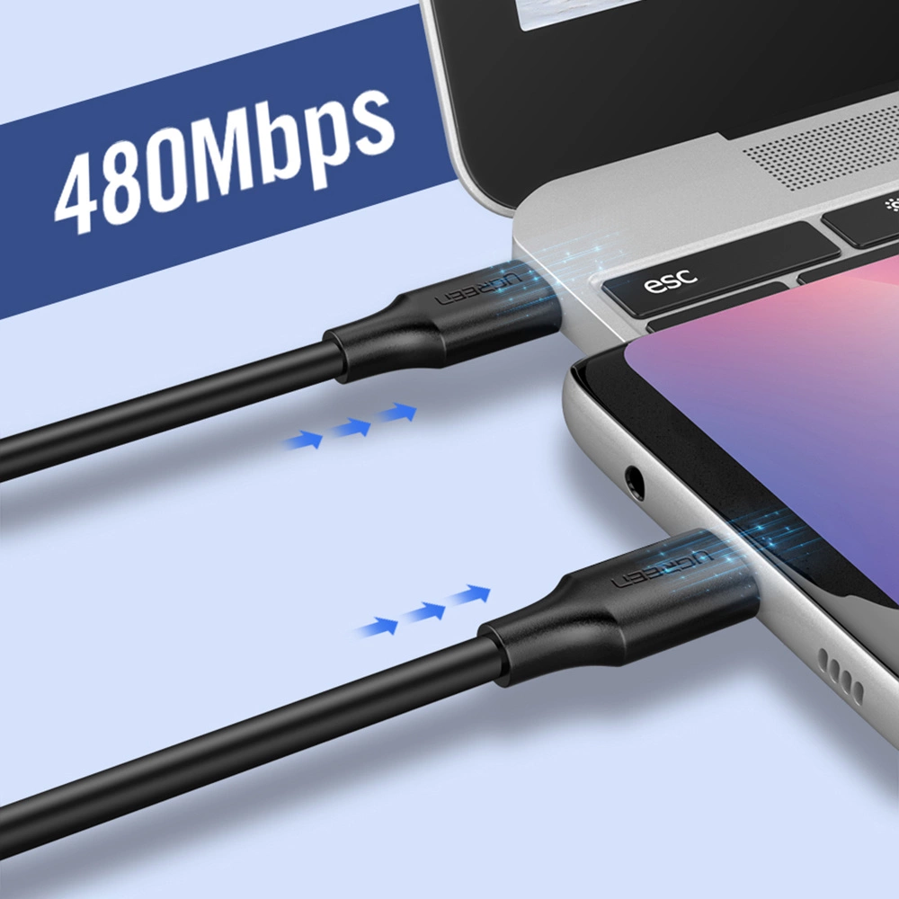 Ugreen US286 USB-C - USB-C PD QC 3A 480Mb/s kabelis 2m - juodas - Image 6