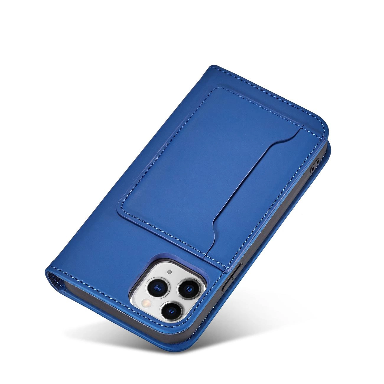 Magnetinis kortelių dėklas iPhone 12 Pro Max dėklas su kortelių laikikliu mėlynas - Image 13