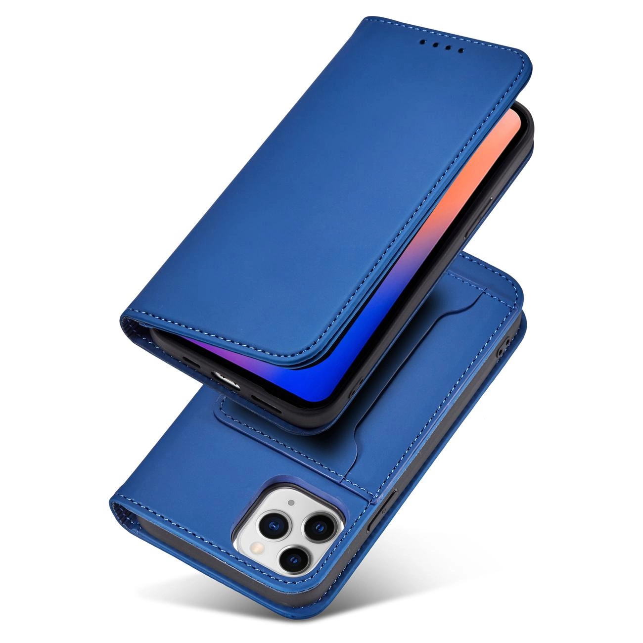 Magnetinis kortelių dėklas iPhone 12 Pro Max dėklas su kortelių laikikliu mėlynas - Image 3