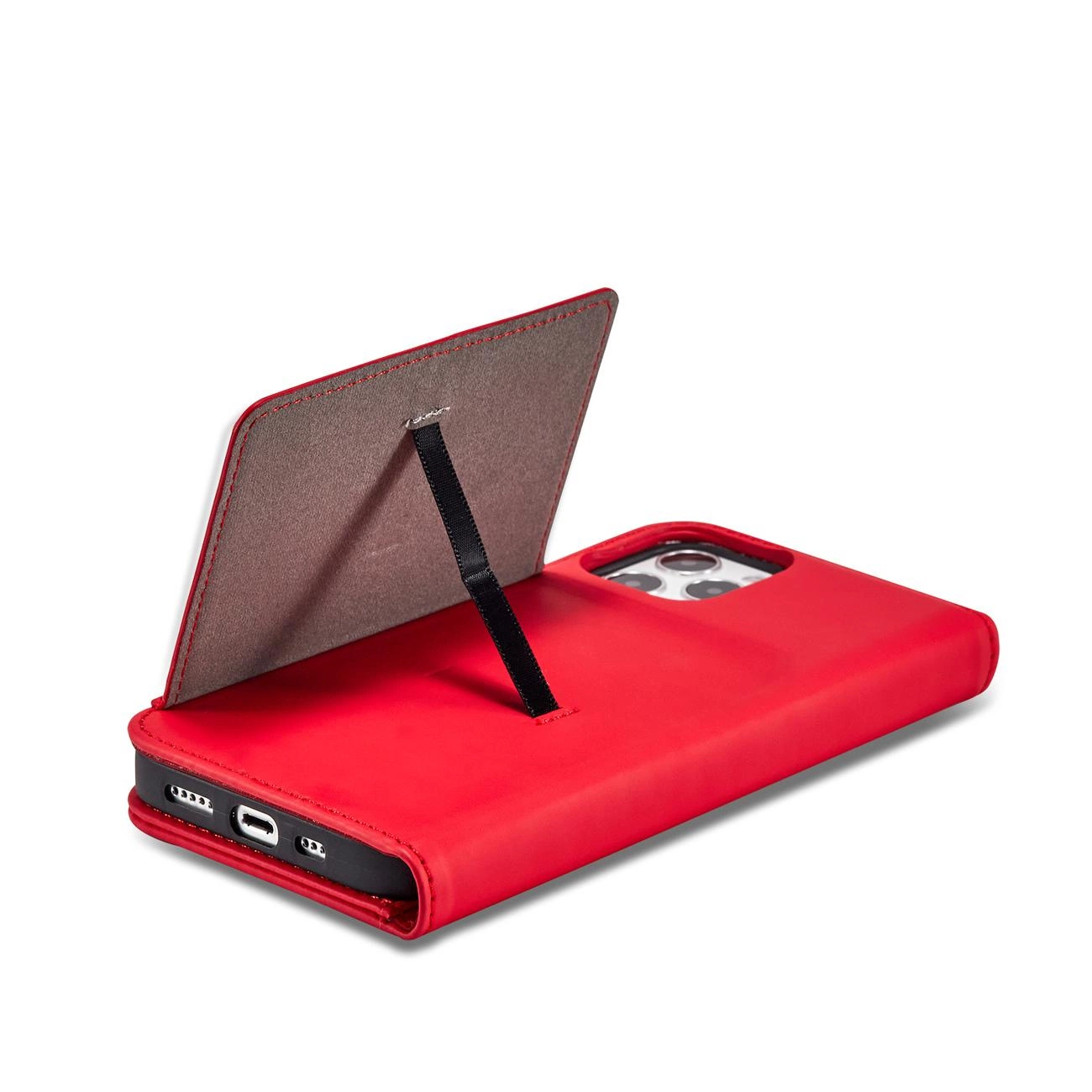 Magnetinis kortelių dėklas iPhone 12 Pro Max dėklas su kortelių laikikliu raudonas - Image 11