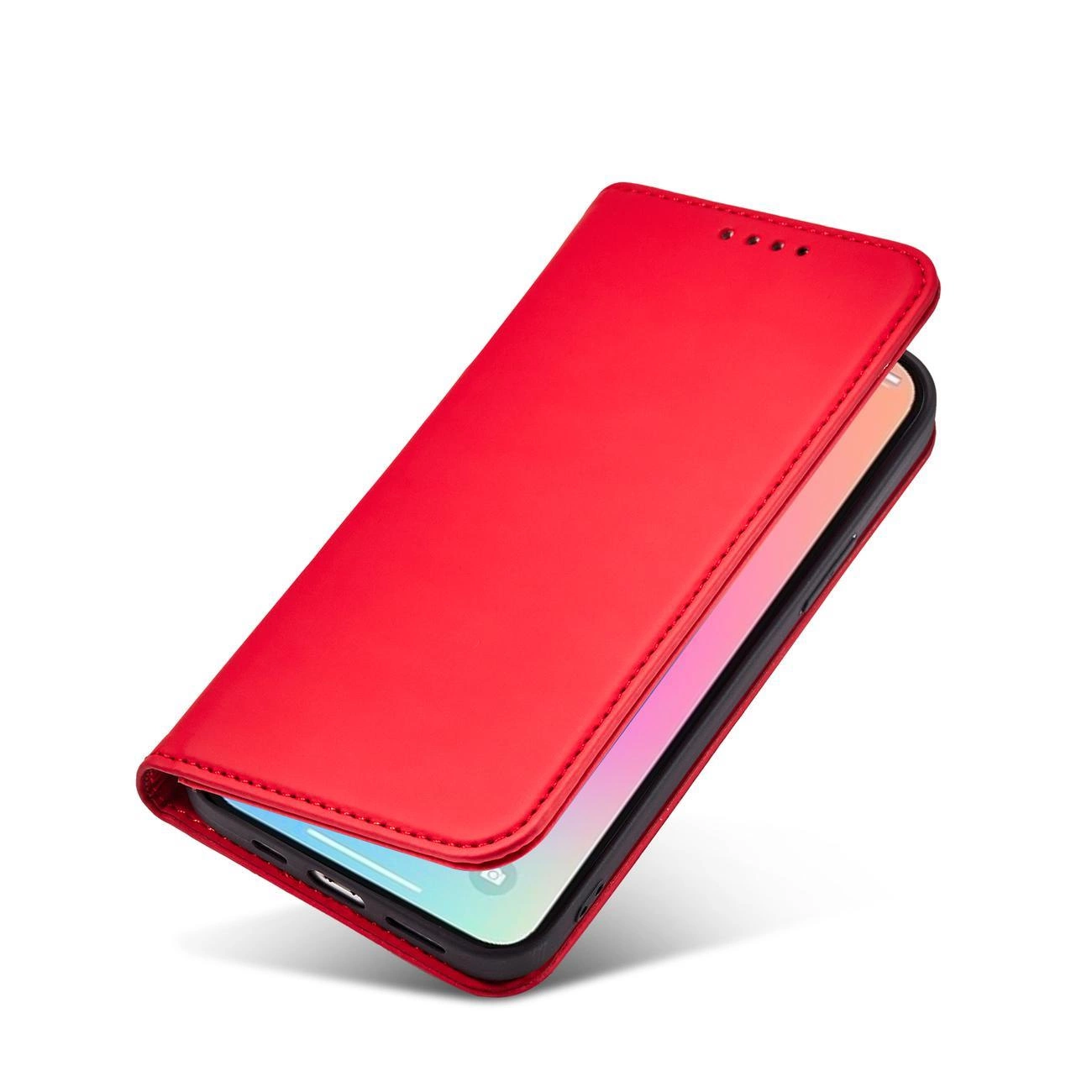 Magnetinis kortelių dėklas iPhone 13 Pro Max dėklas su kortelių laikikliu raudonas - Image 12