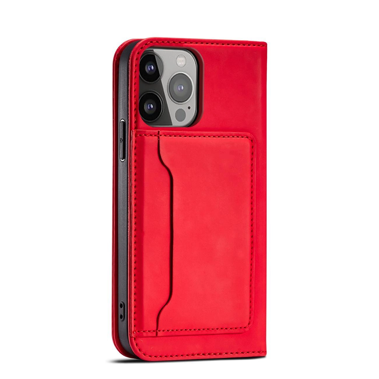 Magnetinis kortelių dėklas iPhone 13 Pro Max dėklas su kortelių laikikliu raudonas - Image 5