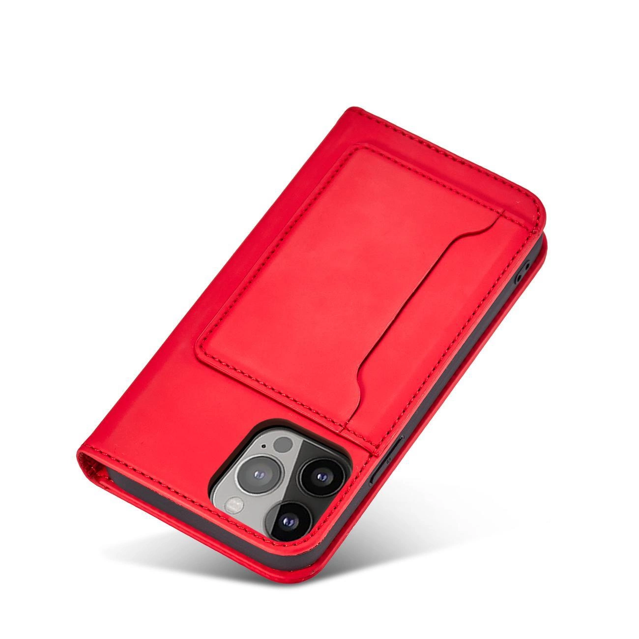 Magnetinis kortelių dėklas iPhone 13 Pro Max dėklas su kortelių laikikliu raudonas - Image 8
