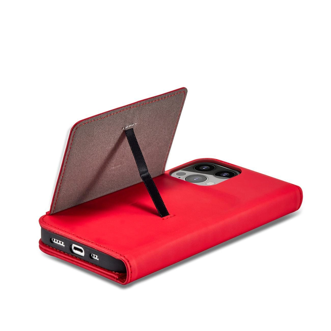 Magnetinis kortelių dėklas iPhone 13 Pro Max dėklas su kortelių laikikliu raudonas - Image 9