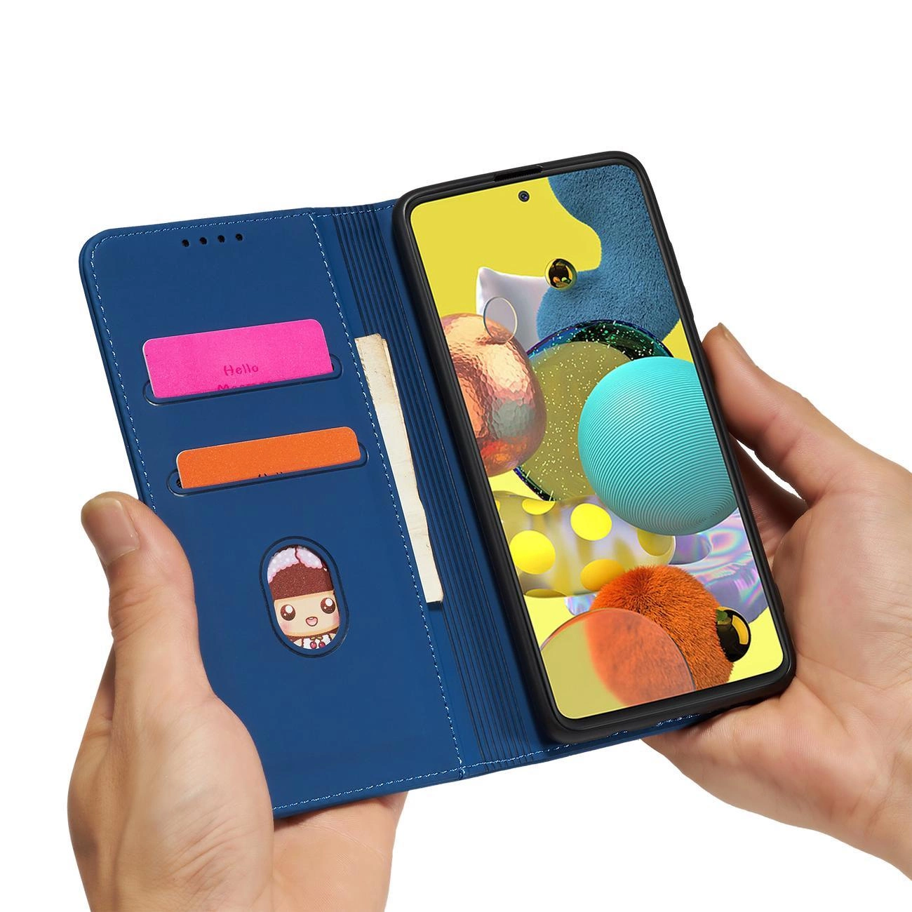 Magnetinis kortelių dėklas Samsung Galaxy A13 5G dėklas su kortelių laikikliu mėlynas - Image 13